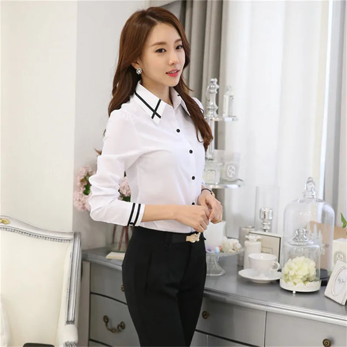 Lady Shirt Female Chiffon Slim